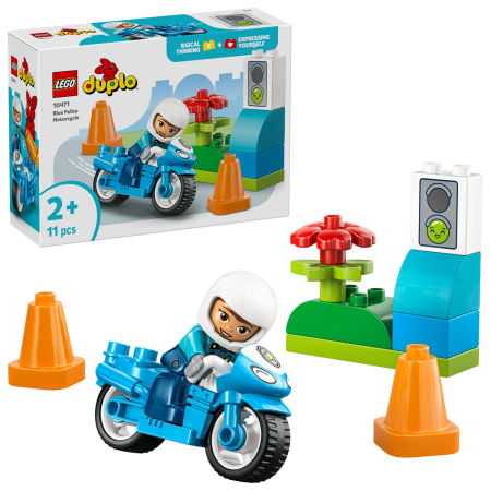 Jucarii copii si jocuri educative - LEGO® DUPLO - Motocicleta albastra de politie (10471), 11 piese