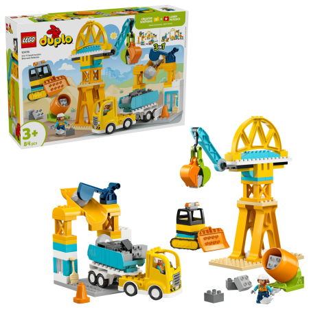 Jucarii copii si jocuri educative - LEGO® DUPLO - santier si vehicule de constructii 3 in 1 (10476), 84 piese
