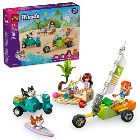 Jucarii copii si jocuri educative -  LEGO®  Friends - Aventuri cu catei la surfing si pe scuter (42641), 113 piese