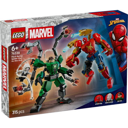 Jucarii copii si jocuri educative - LEGO® Marvel Super Heroes - Batalia robotilor: Omul Paianjen vs Doc Ock (76338), 315 piese