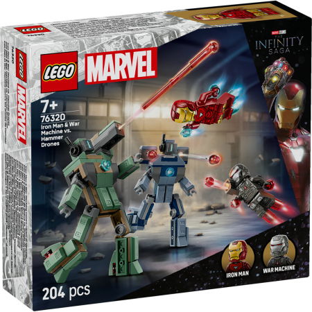 Jucarii copii si jocuri educative - LEGO®  Marvel Super Heroes - Iron Man si War Machine vs dronele Hammer (76320), 204 piese