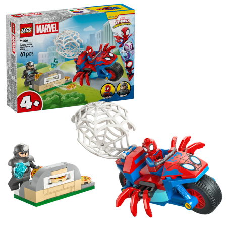 Jucarii copii si jocuri educative - LEGO® Marvel Super Heroes - Spidey pe motocicleta vs Rhino (11206), 61 piese