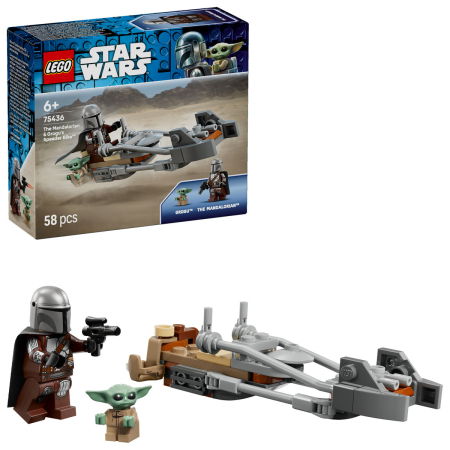 LEGO - LEGO® Star Wars - Motocicleta rapida a lui Mandalorian si Grogu (75436), 58 piese