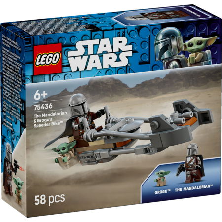 LEGO - LEGO® Star Wars - Motocicleta rapida a lui Mandalorian si Grogu (75436), 58 piese