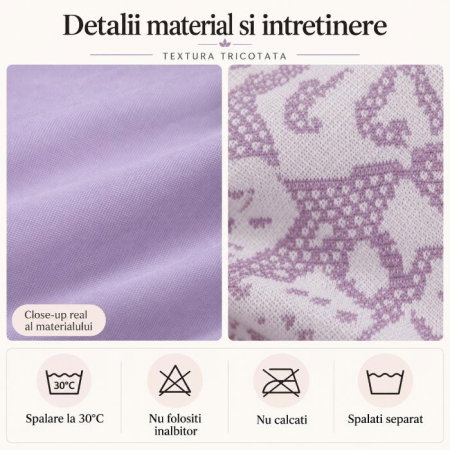Lenjerie de pat 200x230 cm, 6 piese pentru pat dublu, material combinat, 4 fete de perna, model floral, Diverse culori [3]