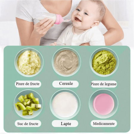 Lingurita de silicon cu rezervor pentru bebelusi, Diverse culori [8]