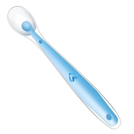 Ingrijire bebe si mama - Lingurita flexibila, silicon, bebelusi, Empria, Albastru