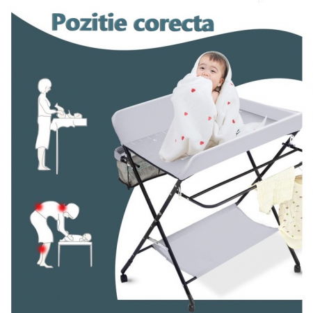 Masa de infasat bebe, Empria, multifunctionala, pliabila, 2 cosuri depozitare, 77x62 cm [12]