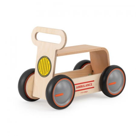 Masinuta ride-on, premergator si carucior de jucarii MamaToyz DriveMe Wood, Ambulanta - Jucarie din lemn 3 in 1 [5]