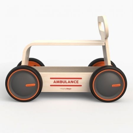Masinuta ride-on, premergator si carucior de jucarii MamaToyz DriveMe Wood, Ambulanta - Jucarie din lemn 3 in 1 [3]
