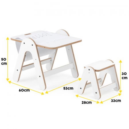 Masuta si tabla 2 in 1 cu scaunel MamaToyz Massam MDF [4]