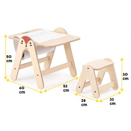 Masuta si tabla 2 in 1 cu scaunel MamaToyz Massam, Vulpita [7]