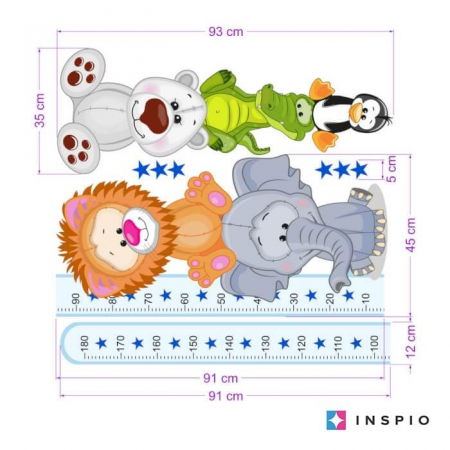 Stickere decorative si covorase - Metru albastru cu animale in camera copiilor, 45 x 188 cm