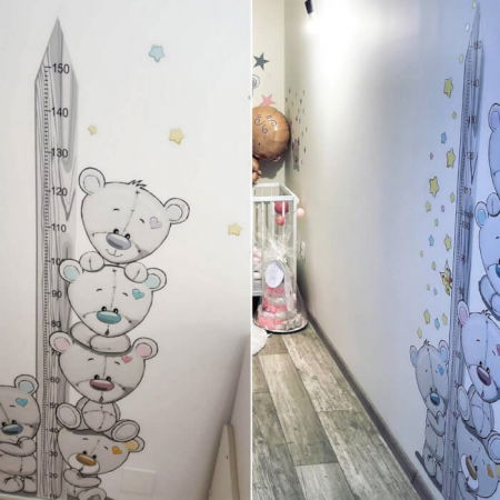 Metru de masurat copii  pentru perete - Ursuleti, 150 cm [2]
