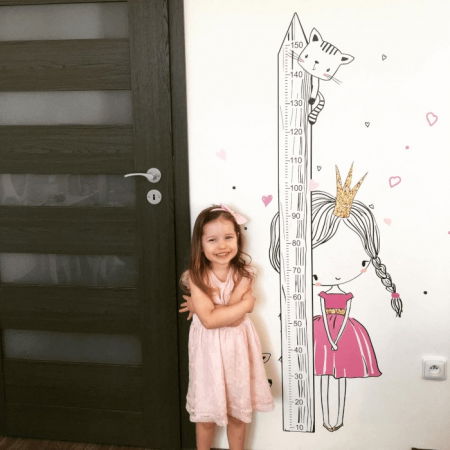 Metru masurarea inaltimii pentru perete - Printesa cu pisica, 150 cm [3]