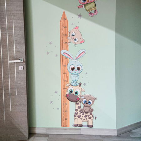 Metru pentru copii 150 cm cu animale CUTE 2, Lemn [3]