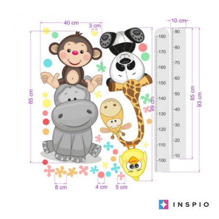 Stickere decorative si covorase - Metru pentru masurarea cresterii - gri, 45 x 187 cm