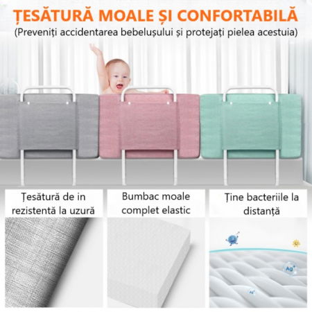 Mini-Bumper protectie pat, 60(L)x28(H) cm, Roz pastel [8]