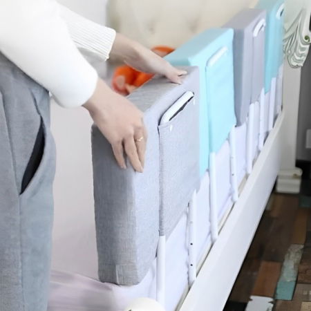 Mini-Bumper protectie pat, 60(L)x28(H) cm, Roz pastel [18]