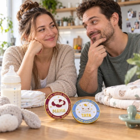 Moneda cine il schimba pe bebe, in cutie de cadou elegant pentru parinti cu nou-nascuti, Empria, in romana [19]