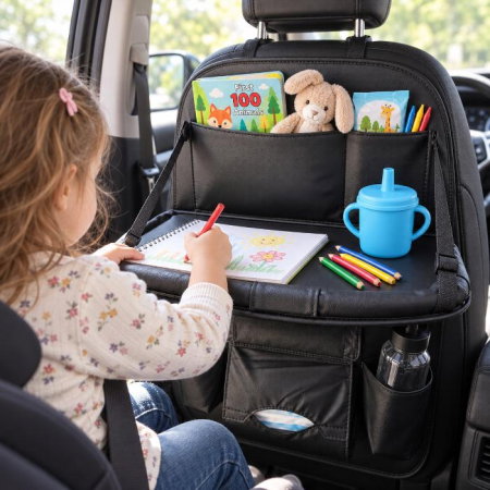 Idei de cadouri pentru bebelusi si copii - Organizator scaun auto copii, impermeabil, Empria, 63x44.5 cm, Diverse culori
