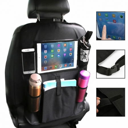 Protectii exterior - Organizator scaun auto copii, protectie scaun auto, 6 buzunare, 60x42 cm, Empria, Negru