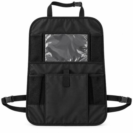 Accesorii auto copii - Organizator scaun auto copii, protectie scaun auto, 6 buzunare, 60x42 cm, Empria, Negru