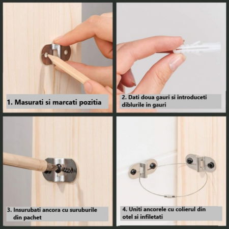 Pachet ancore mobila, metalice, sigurante pentru protejarea copiilor, protectie cutremur, Empria, 10 Seturi
