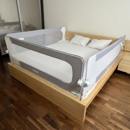 Bariera protectie pat pentru copii si bebelusi - PACHET: 3 Bariere protectie pat copii, Rabatabile, pat de 180x200 cm