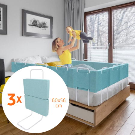 Aparatori laterale patut bebe - PACHET 3x Mini-Bumper 60x56 cm protectie pat, Verde