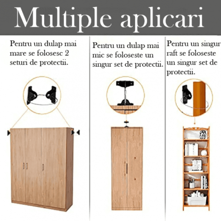 Pachet 6 kituri anti-rasturnare mobilier, protectie copii, protectie cutremur, Empria, Diverse culori [5]