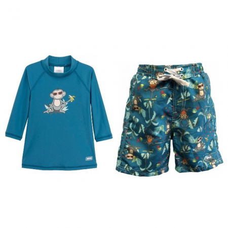 PACHET: BERMUDE +  BLUZA CU MANECA LUNGA, Petrol Jungle, Marimea 8 [3]