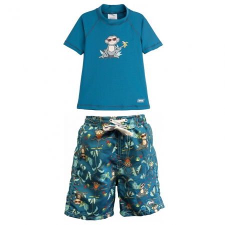 Haine plaja / inot - PACHET: BERMUDE + TRICOU, Petrol Jungle, Marimea 1