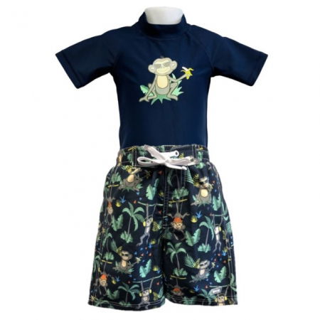 Haine plaja / inot - PACHET: BERMUDE + TRICOU, Navy Jungle, Marimea 4