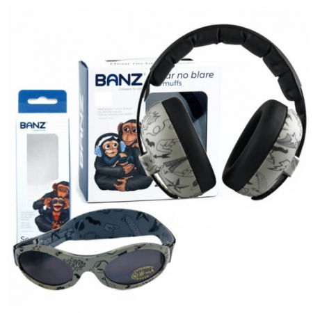 PRODUS RESIGILAT  Pachet Combo, Casti Antifonice Banz bebe + Ochelari de Soare Protectie UV, 3 - 36 luni, Kaleidoscop [2]