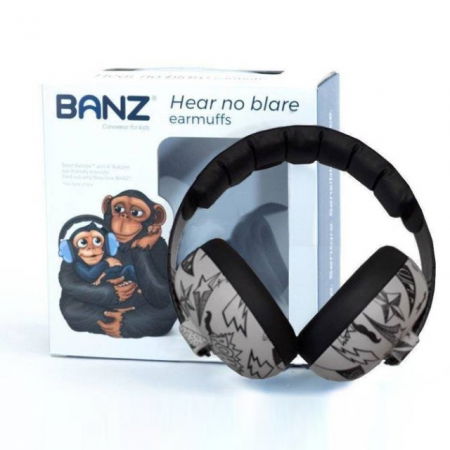Pachet Combo, Casti Antifonice Banz bebe + Ochelari de Soare Protectie UV, 3 - 36 luni, Grafiti [17]