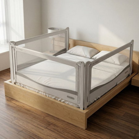 Bariere protectie pentru pat - PACHET PREMIUM: 3 Protectii laterale pat, PREMIUM XXL, 140x200 cm + 2 Seturi Conectori