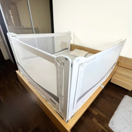 Bariere protectie pentru pat - PACHET PREMIUM: 3 Protectii laterale pat, PREMIUM XXL dimensiuni 160x200 cm + 2 Seturi Conectori