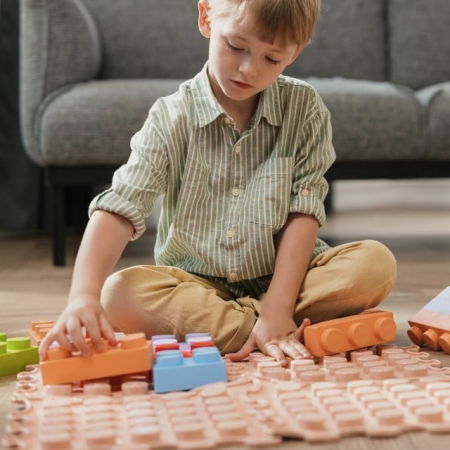 PACHET: Set 32 piese Blocuri de constructie 3D + Set 6 Covorase ortopedice si senzoriale, puzzle [8]