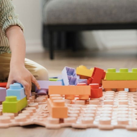 PACHET: Set 32 piese Blocuri de constructie 3D + Set 6 Covorase ortopedice si senzoriale, puzzle [10]