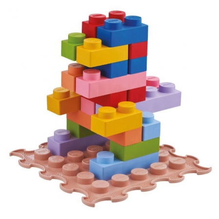 PACHET: Set 32 piese Blocuri de constructie 3D + Set 6 Covorase ortopedice si senzoriale, puzzle [5]