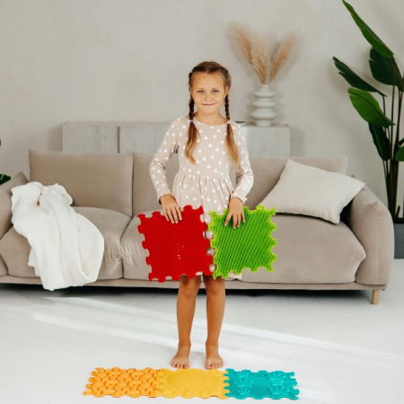 PACHET: Set 32 piese Blocuri de constructie 3D + Set 6 Covorase ortopedice si senzoriale, puzzle [16]