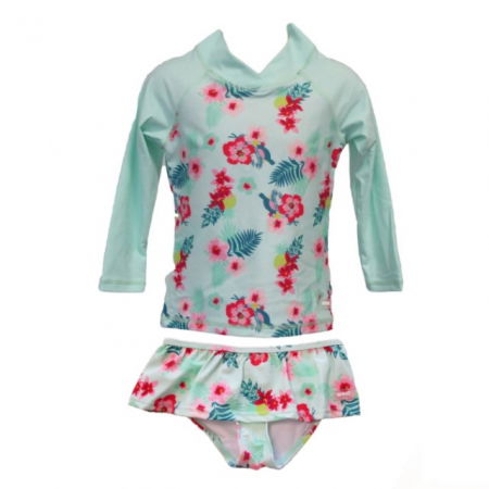 Haine plaja / inot - PACHET: SLIP + BLUZA, BANZ - Floral Mint, Marimea 4