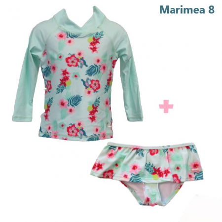 Haine plaja / inot - PACHET: SLIP + BLUZA, BANZ - Floral Mint, Marimea 8