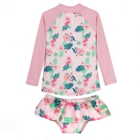 Haine plaja / inot - PACHET: SLIP + BLUZA, Floral Pink, Marimea 4