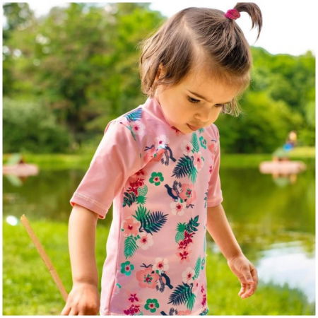 PACHET: SLIP + BLUZA, Floral Pink, Marimea 4 [4]