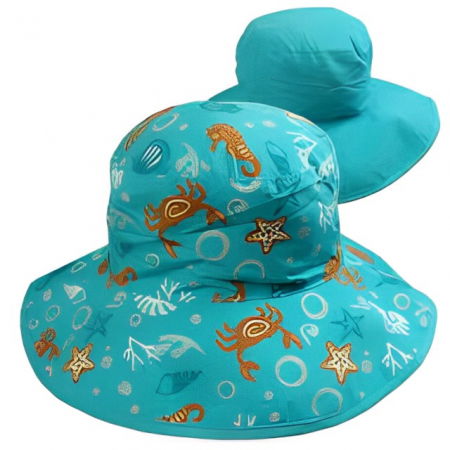Palarie bebelusi reversibila pentru protectie solara UPF50+, Aqua Sea, 0 - 2 ani [4]