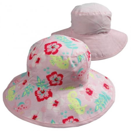 Palarie Bebelusi Reversibila, Protectie Solara UPF50+, Pink Floral, Diverse marimi [5]