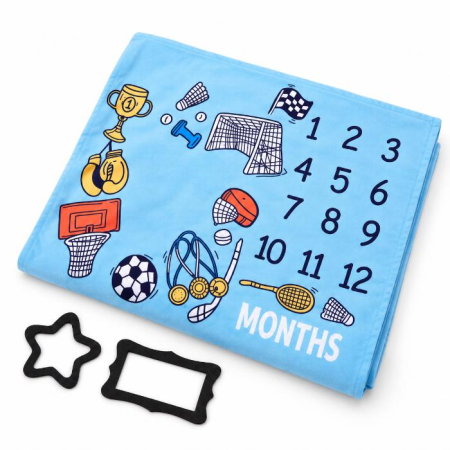 Accesorii bebelusi / nou-nascuti - Paturica Milestone subtire pentru fotografii memorabile Sports Drool