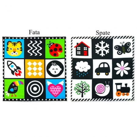 Paturica senzoriala bebe, jucarie moale educativa, 27 x 27 cm, Empria, Vehicule [5]